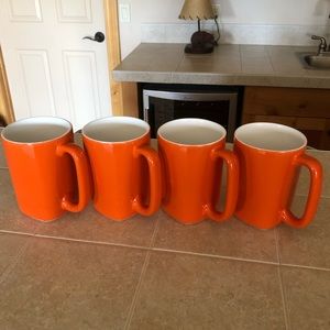 4 pc Rachael Ray ROUND & SQUARE ORANGE STONEWARE DISHES coffee mugs